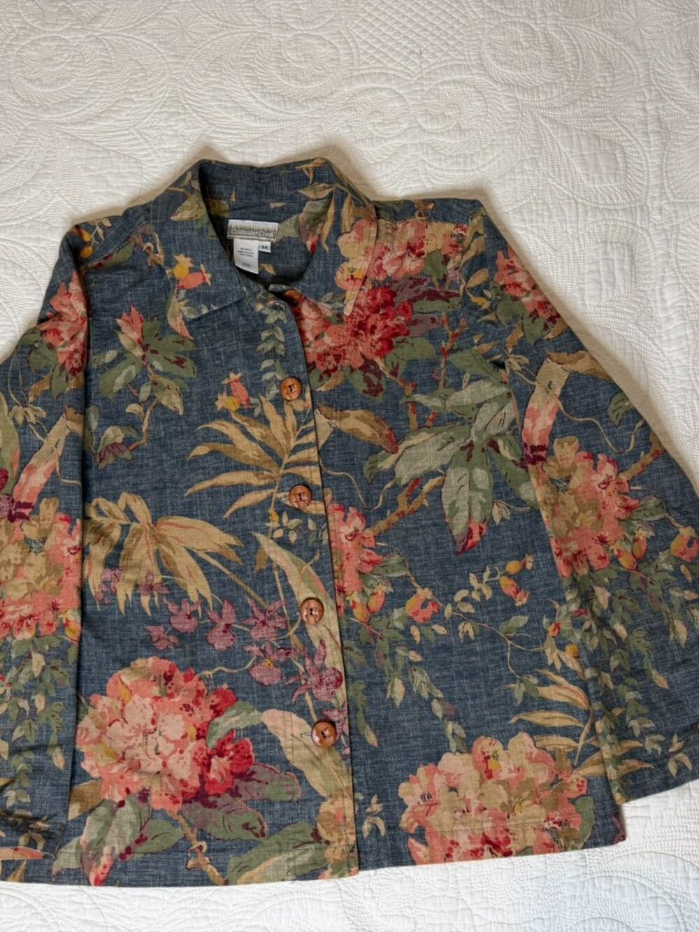 Coldwater Creek Vintage Floral Cotton Shirt — Made in USA — M